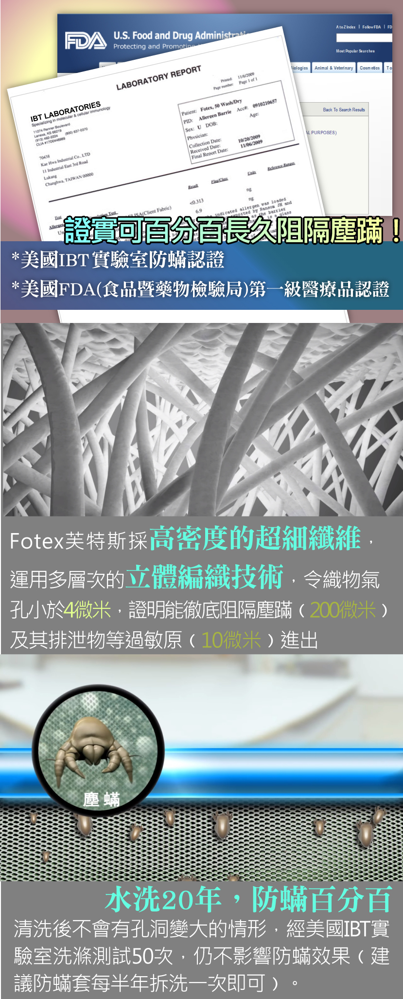 證實可百分百長久阻隔塵蟎